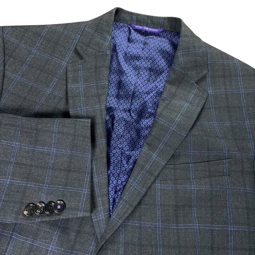 Ted Baker Endurance Blazer Mens 42R Gray Blue Plaid Wool Sport Coat Jacket Lined